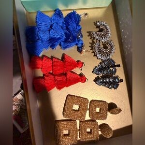 BaubleBar Vibrant Blue and Red Tassel Earrings